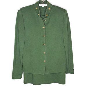 St. John Green 2 piece Knit Skirt Suit Size 6